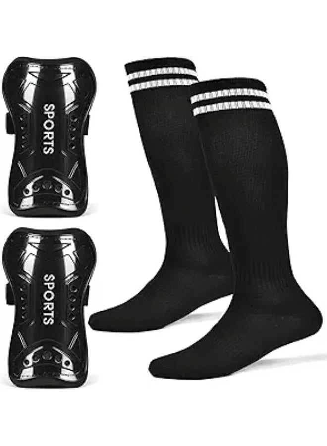 Arabest Soccer Shin Guards for Kids Youth Boys Girls Toddlers, Shin Pads and Long Soccer Socks, Soccer Equipment for 3-15 Years Old (SIZE L) - Image 1